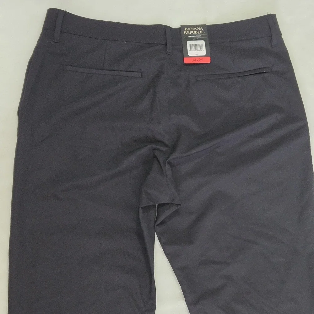 Banana Republic Men's Performance Golf Pants Black Flat Front 34x29 NWT